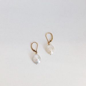 14k gold filled coin pearl earrings